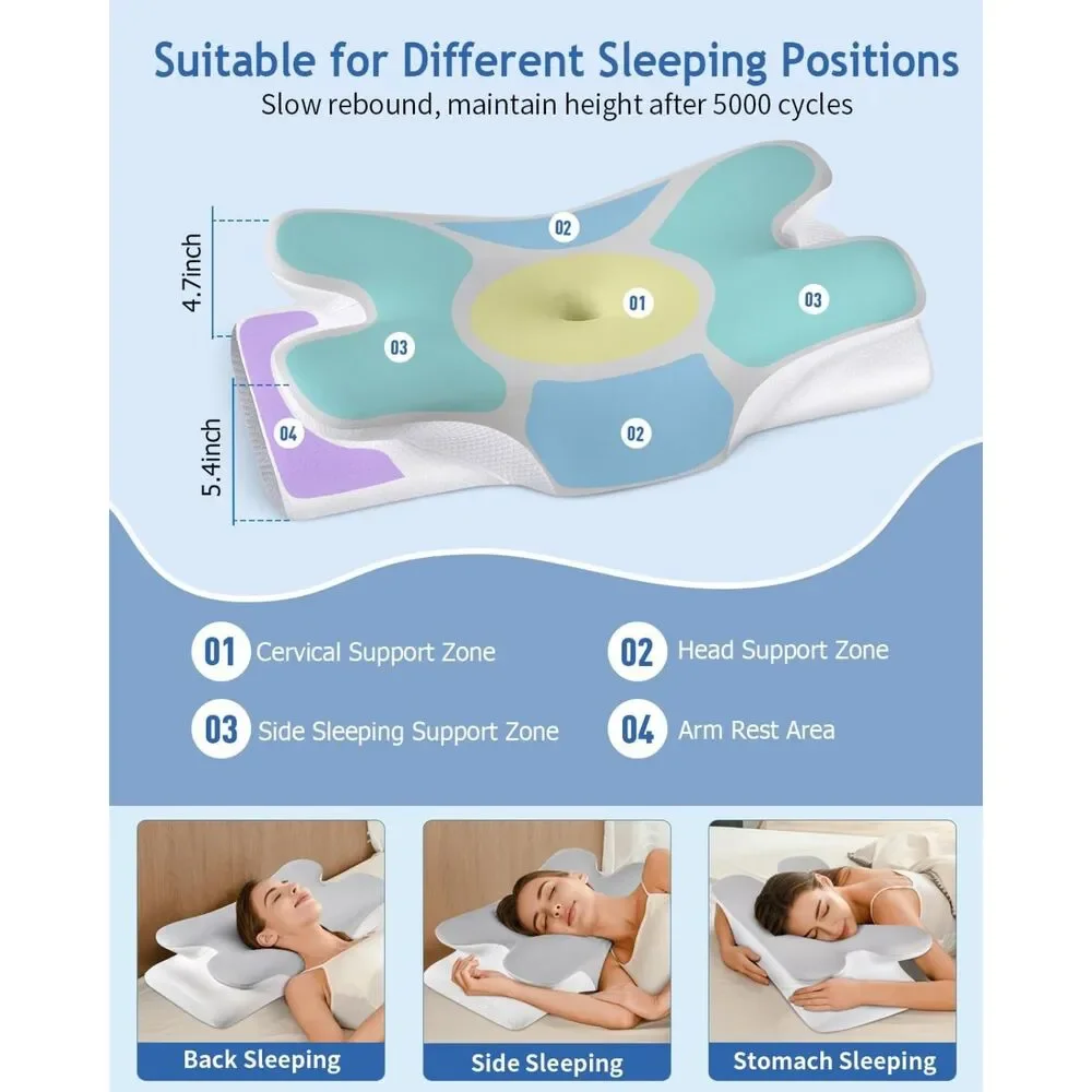 Cervical Neck Pillow for Neck Shoulder Pain Relief, Soft Contour Side Sleeper